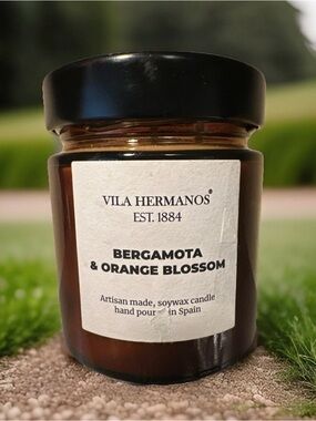 Bergamota & Orange Blossom Soywax Candle - Amber 5.1oz Spain made new